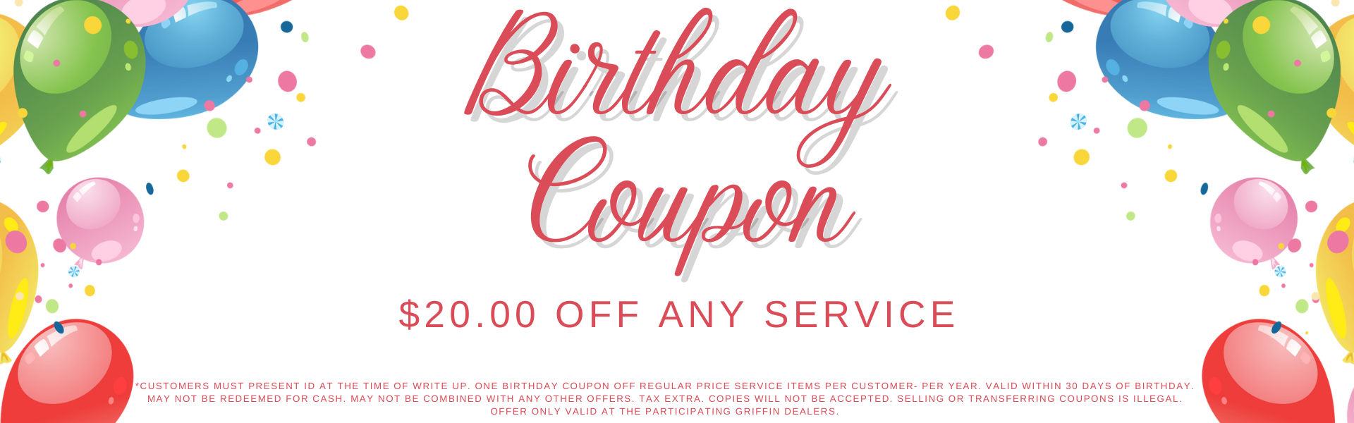 Birthday Coupon - $20 Off Any Service
